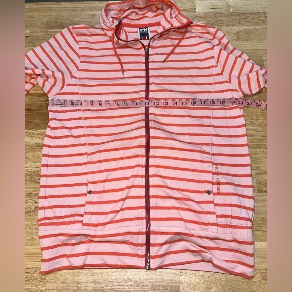 Helly Hansen Orange & Pink Striped Full-Zip Jacket L | High Neck | Cotton Blend - Picture 7 of 14